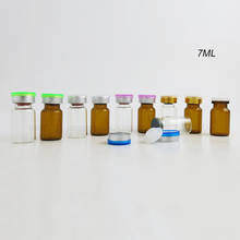 30pcs Empty Refillable 7ml Small Injection Bottle Serum Liquid Amber Clear Glass Medical Bottles & Rubber stopper & flip off cap 2024 - buy cheap