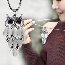Fashion Alloy Opal Pendant Necklace Women Choker Lady Girl Owl Pendant Necklace Long Sweater Necklace Accessories 2024 - buy cheap