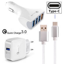 2 m Short Type C usb wire QC 3.0 Fast Car charger EU adapter For Samsung A7 A5 A3 2017 Note 10 Pro LG G6 G5 Leagoo S9 Bluboo S8 2024 - buy cheap