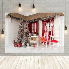 Avezano Photo Backdrops Merry Christmas Tree Winter Gift Red Curtain Chair Decoration Children Photocall Photography Background 2024 - buy cheap