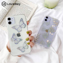Чехол для телефона Lovebay для iPhone 11 12 Pro SE 2020 X XR XS Max 8 7 Plus, прозрачный мягкий IMD чехол со звездами и бабочками, блестящими листьями 2024 - купить недорого