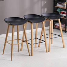 Taburete de Bar nórdico, silla de Bar creativa, moderna, minimalista, elegante, alto, silla delantera de madera maciza 2024 - compra barato
