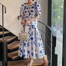 Fashion Print woman dress O Neck High Waist Casual holiday dresses for women Short Sleeves Loose Fit long vestidos 2021 2024 - buy cheap