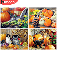 HUACAN Diamond Painting Animal Cat Home Decor 5D Diy Diamond Embroidery Mosaic Pumpkin Cross Stitch Wall Stickers 2024 - buy cheap