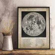 Mapa da lua cheia do vintage reprodução da arte da parede poster lunar astronomia lua gráfico pintura em tela imagem casa arte da parede decoração 2024 - compre barato