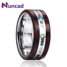 NUNCAD Men's Engrave Name Rings 8MM Ebony Wood Grain Natural Abalone Shell Tungsten Steel Ring Wedding Band Boyfriend's Gift 2024 - buy cheap