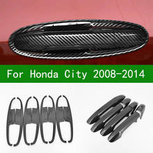 Manija de puerta de coche, cubierta de cuenco con bisel embellecedor, diseño de fibra de carbono negro, para honda CITY 2008-2014, 2009, 2010, 2011, 2012, 2013 2024 - compra barato