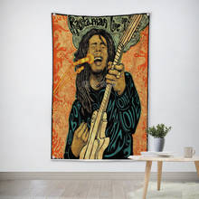 Bob marley reggae rock banda pendurado arte à prova dwaterproof água pano de poliéster tecido pintura da lona bandeiras banner bar café decoração do hotel 2024 - compre barato