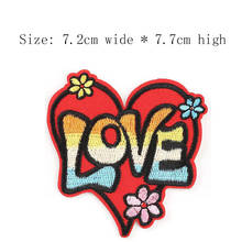 1pc flower love embroidery patch Free shipping for left chest 7.7cm high iron on sew on for DIY clothing/red heart/shadow love 2024 - buy cheap