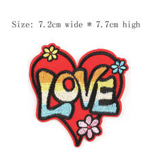 Parche bordado de amor de flores, 7,7 cm de alto, para el pecho izquierdo, para coser ropa DIY, corazón rojo, sombra de amor, envío gratis, 1 unidad 2024 - compra barato