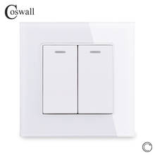 Coswall Crystal Glass Panel 2 Gang 1 Way Reset Switch Pulse Switch Momentary Contact Switch Push Button Wall Light Switch 16A 2024 - buy cheap