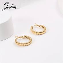 Joolim-pendientes de aro de Croissant chapados en PVD de alta gama, aretes de acero inoxidable, joyería de oro libre de deslustre 2024 - compra barato