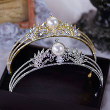 Tiaras doradas de Princesa Real coreana, coronas, Tiaras de novia de cristal, tocados, accesorios para el cabello de boda 2024 - compra barato