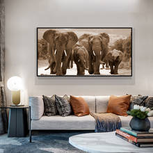 Imagem de arte de parede para decoração de sala de estar, elefantes africanos, animais selvagens, pintura de paisagem, pôsteres e impressões, quadros 2024 - compre barato
