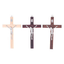 1PCS 7*12cm Alloy+ Wood Jesus Cross Christ Suffering Statue Cross Religious Prayer Jesus Decoration 2024 - buy cheap