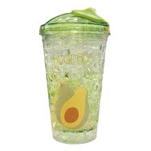450ml Creative fruit Plastic Cup with Straw Sequin Double Layer Water Bottle Cartoon Sippy Cup Outdoor Leak-proof Car Water Cup 2024 - buy cheap