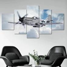 P51 luchando helicóptero 5 Panel lona imagen cuadro sobre lienzo para pared decoración de la pared para póster para el salón, sin marco 2024 - compra barato