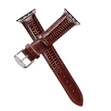 Correa de cuero con textura de lagarto negro marrón para Apple Watch Series 6 5 4 3 2 1 SE 42mm 44mm 38mm 40mm 2024 - compra barato