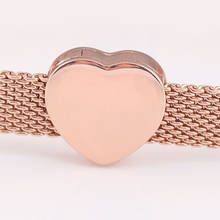 Authentic S925 Silver Reflexions Heart Clip Stopper Charms fit Lady Bracelet Bangle Rose Gold Clour 2024 - buy cheap