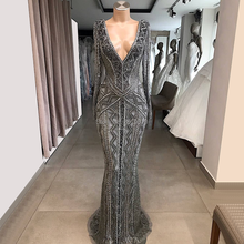 Haute Couture V-Neck Mermaid Evening Dress Long Sleeves Women Dress Floor-Length Beaded Prom Dress Middle East Saudi Arabia 2024 - buy cheap