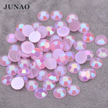 JUNAO 6, 7, 8 мм, Розовый AB бриллиант с плоской задней стороной, акриловые хрустальные камни, не шитье, стразы для рукоделия 2024 - купить недорого