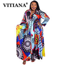 VITIANA-Vestido largo plisado para mujer, prenda de manga larga con botones, informal, para oficina y trabajo, talla 5XL 2024 - compra barato