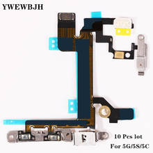 Ywewbjh cabo de alimentação flexível 10 peças, para iphone 5 5S botão de volume interruptor silencioso suporte de metal flash peças de reposição 2024 - compre barato