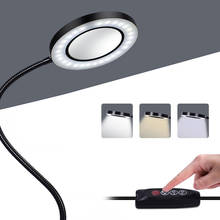 Lupa Flexible para lámpara, lupa de 3 colores con Clip para escritorio, LED de lectura, lente grande iluminada, 5X USB 2024 - compra barato