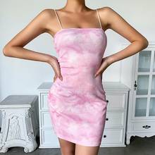 Women Summer Dresses Tie-Dye Sexy Sleeveless Spaghetti Strap Bodycon Fashion Slip Dress Women's Clothing 2021 2024 - buy cheap