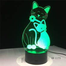 Lámpara de gato con Flash 3D, luz nocturna que cambia de 7 colores, decoración del hogar, regalos para niños, gota de AW-1173 2024 - compra barato