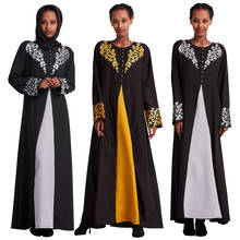 Мусульманское Женское Платье макси с длинным рукавом Рамадан абаи кафтан джилбаб винтажная вышивка ислам вечернее платье Дубай Модная одежда платье 2024 - купить недорого