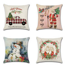 1pc Christmas Festival Pillow Santa Claus Printing Dyeing Sofa Bed Home Decor Pillow Cover Bedroom Christmas Cushion Cover 2024 - buy cheap