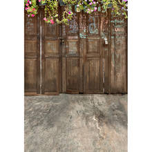 Fundo de fotografia para portas de madeira antiga, retrato de flores de vinil para estúdio fotográfico de crianças 2024 - compre barato