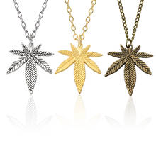 Wholesale Items Fashion Trendy Maple Leaf Necklace Hemp Leaf Pendant Chain Necklace For Women Men Gifts Accessories Aesthetic 2024 - buy cheap