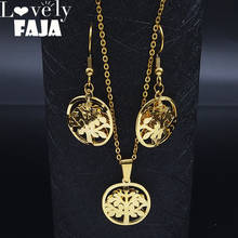 2022 Fashion Tree of Life Stainless Steel Necklace Earrings Set Women Gold Color Sets Jewelry joyas de acero inoxidable S1356S01 2024 - buy cheap