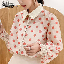 2019 Fashion Women Blouse Long Sleeve New Pink Women Clothing  Causal Chiffon Elegant Polka Dot Women Tops   5325 50 2024 - buy cheap