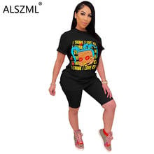 cartoon graphic print women 2 piece set classic streetwear women o neck short sleeve t-shirt and matched shorts suit 2024 - buy cheap