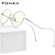 FONEX-gafas con bloqueo de luz azul para hombre y mujer, anteojos con protección contra rayos UV redondos, de titanio puro, para juegos de ordenador, FAB017, novedad de 2020 2024 - compra barato