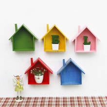 Creative wall hanging colorful small house wall decoration wooden crafts wall shelf home decorations shelves for wall 2024 - buy cheap
