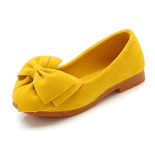 3-8 years Spring Girls Princess Shoes Yellow Bow Mary Janes Shoes toddler shoes girl velvet flats shoes for girls party costume 2024 - buy cheap