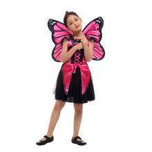 Детский костюм принцессы с розовой бабочкой и сказочным эльфом для девочек, платье для костюмированной вечеринки на Хэллоуин 2024 - купить недорого