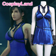 Disfraz de Final Fantasy VII FF7 para mujer, traje de Cosplay de Tifa, traje de Halloween, vestido azul, Falda corta Sexy 2024 - compra barato