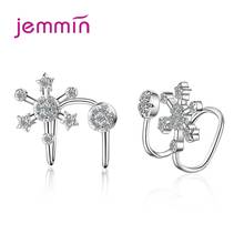 New 925 Sterling Silver Ear Clip on Earrings for Women Shiny Crystal Snow Flower Shape 925 Sterling Silver Clip Earrings 2024 - buy cheap