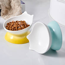 Cute Pet Feeder Bowl Cartoon Shape High-foot Single Mouth Skidproof Ceramic Cat Bowls Cat Food Bowl Pet Products 2024 - buy cheap
