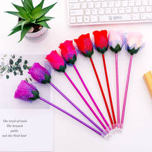 Bolígrafos de simulación de rosas, 0,5mm, tinta azul, flores, regalo de promoción, suministros escolares de escritura, 48 unids/lote 2024 - compra barato