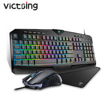 Игровая клавиатура и мышь VicTsing PC264, игровая эргономичная мышь с RGB-подсветкой, 3200DPI 2024 - купить недорого