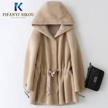 Winter Wool Fur Coat Women Fluffy Real Cashmere Hooded Fur Coat Female Plush Particles Natural Fur Jacket High quality Overcoat 2024 - buy cheap