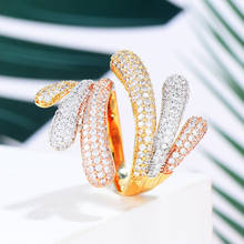Godki anéis de zircônia cúbica, anéis de luxo com asas de anjo para mulheres, casamento, noivado, adesivo de joias 2024 - compre barato