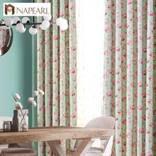 Napearl 1 peça cortinas de janela curto para o quarto tratamento cortinas cortinas cortinas de tule blackout rústico design floral do quarto da menina 2024 - compre barato