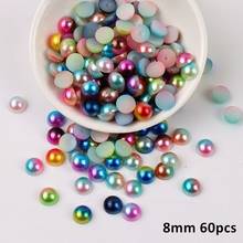 Perlas de colores de sirena de 3/4/5/6/8mm mezcladas al azar, cuentas de perlas ABS de reverso plano para manualidades de bricolaje, decoración de álbumes de recortes 2024 - compra barato